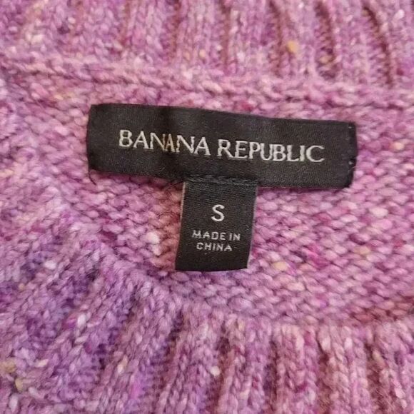Banana Republic Women's Raspberry Heather Wool/Nylon/Acrylic Knit Crew Neck Long - Picture 5 of 11